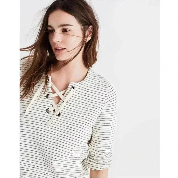 Madewell Striped Lace-Up Top - Picture 2 of 13